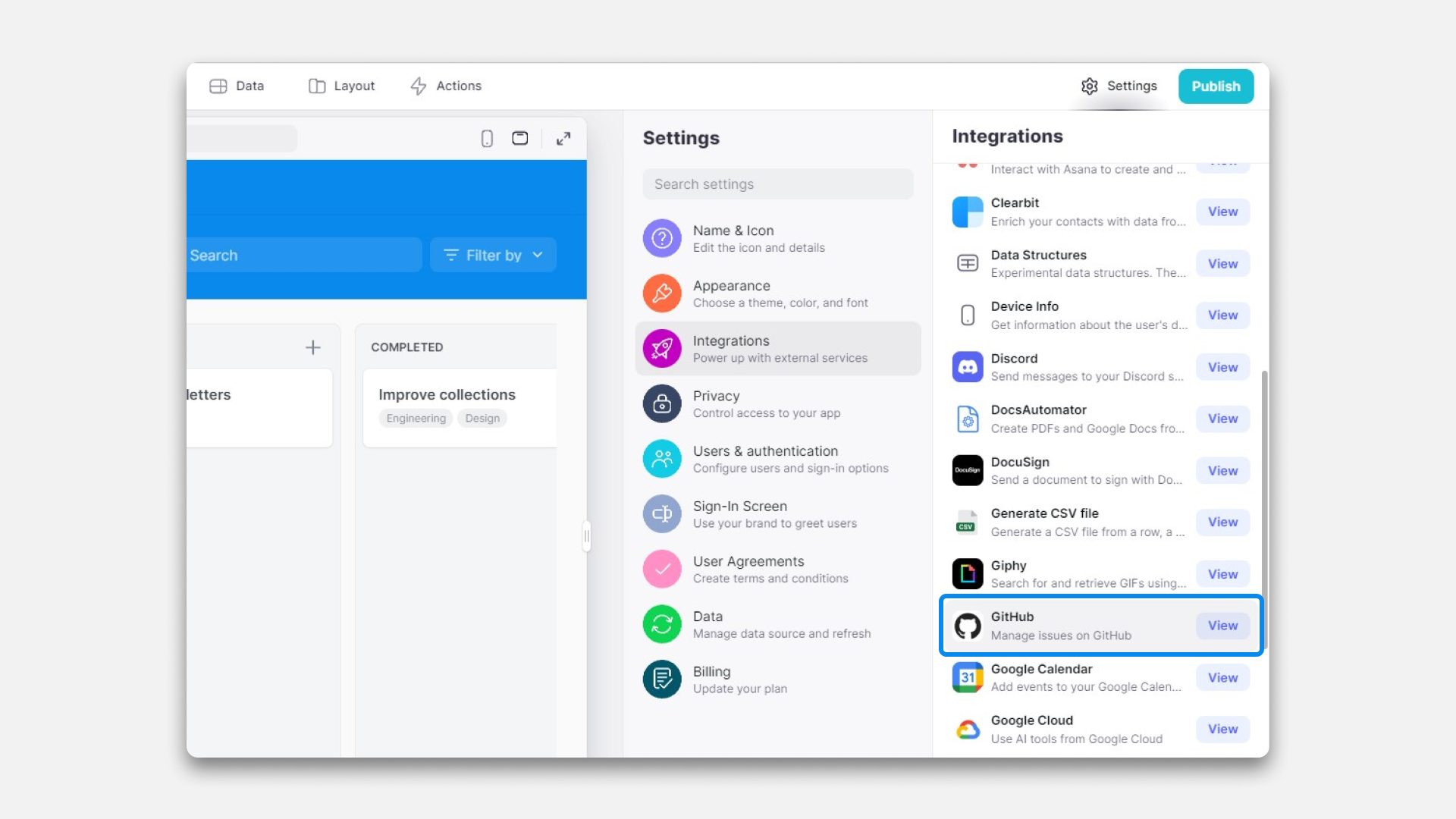 Adding the GitHub Integration